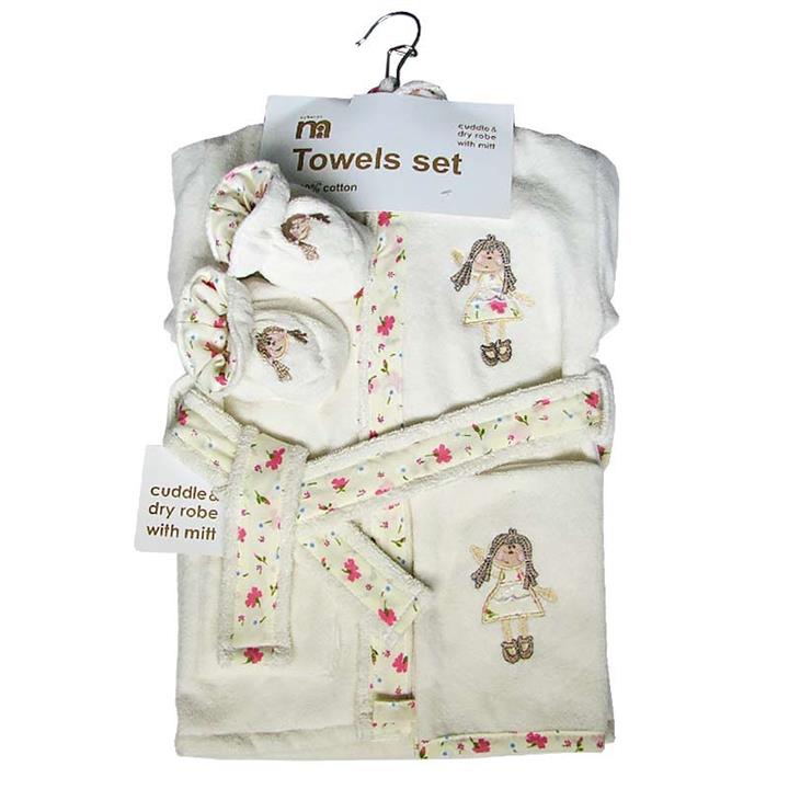 ست 5 تکه حوله نوزادی مادرکر طرح دخترانه مدل 1026